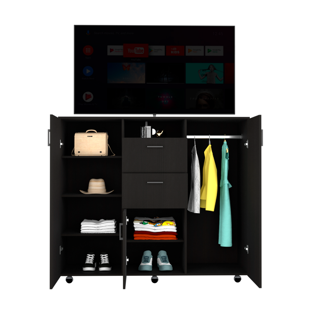 Double Door Cabinet Dresser Quizz, Two Drawers, Single Cabinet, Rod, - Horizon Bliss