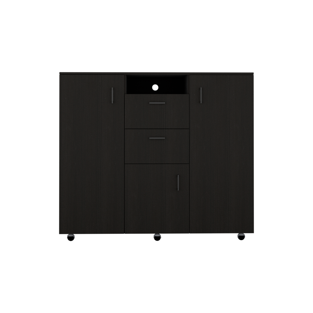 Double Door Cabinet Dresser Quizz, Two Drawers, Single Cabinet, Rod, - Horizon Bliss