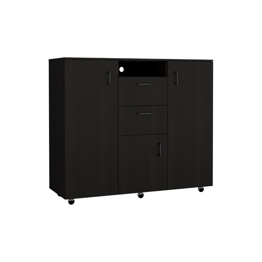 Double Door Cabinet Dresser Quizz, Two Drawers, Single Cabinet, Rod, - Horizon Bliss