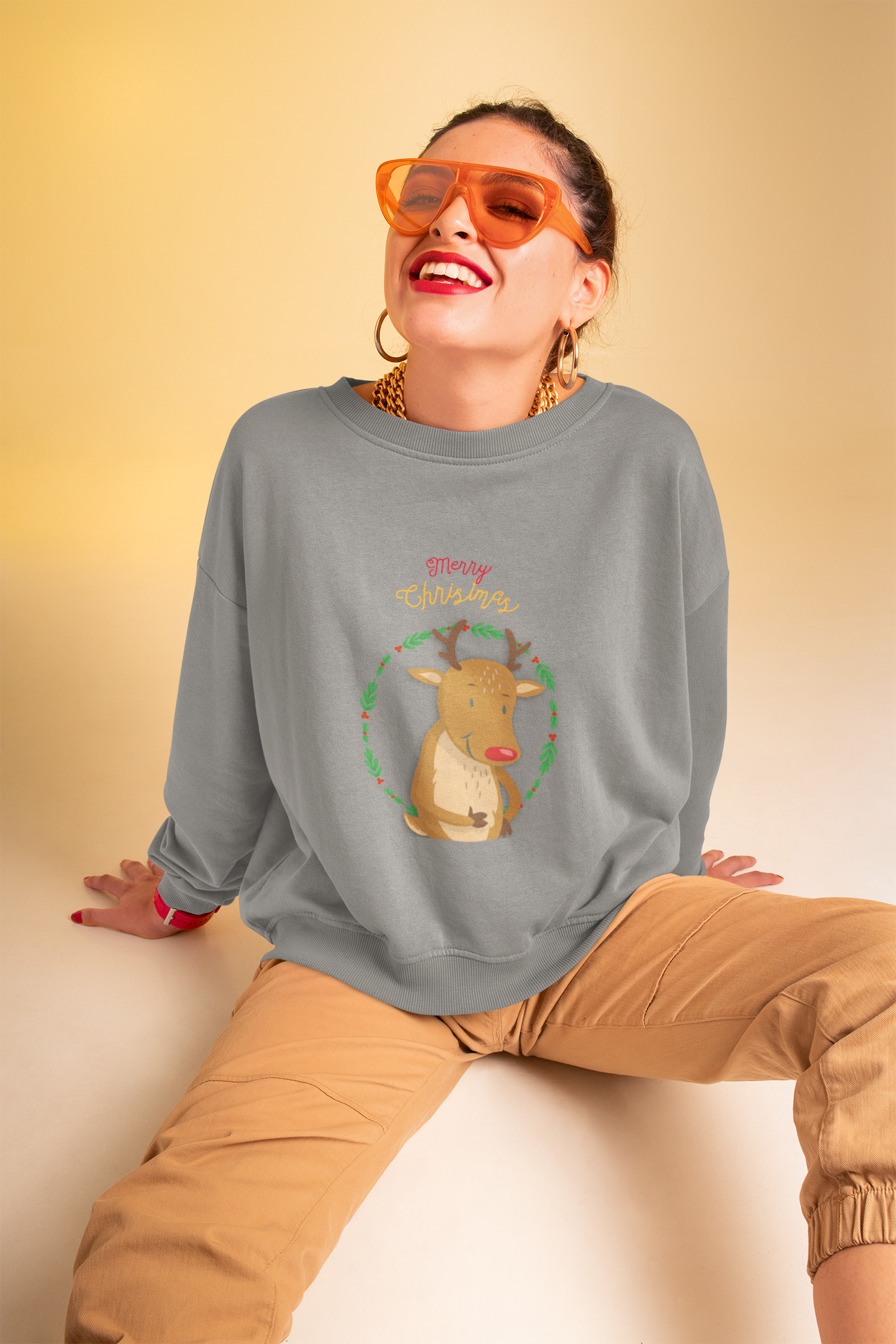 Womens Reindeer Crewneck Sweatshirt