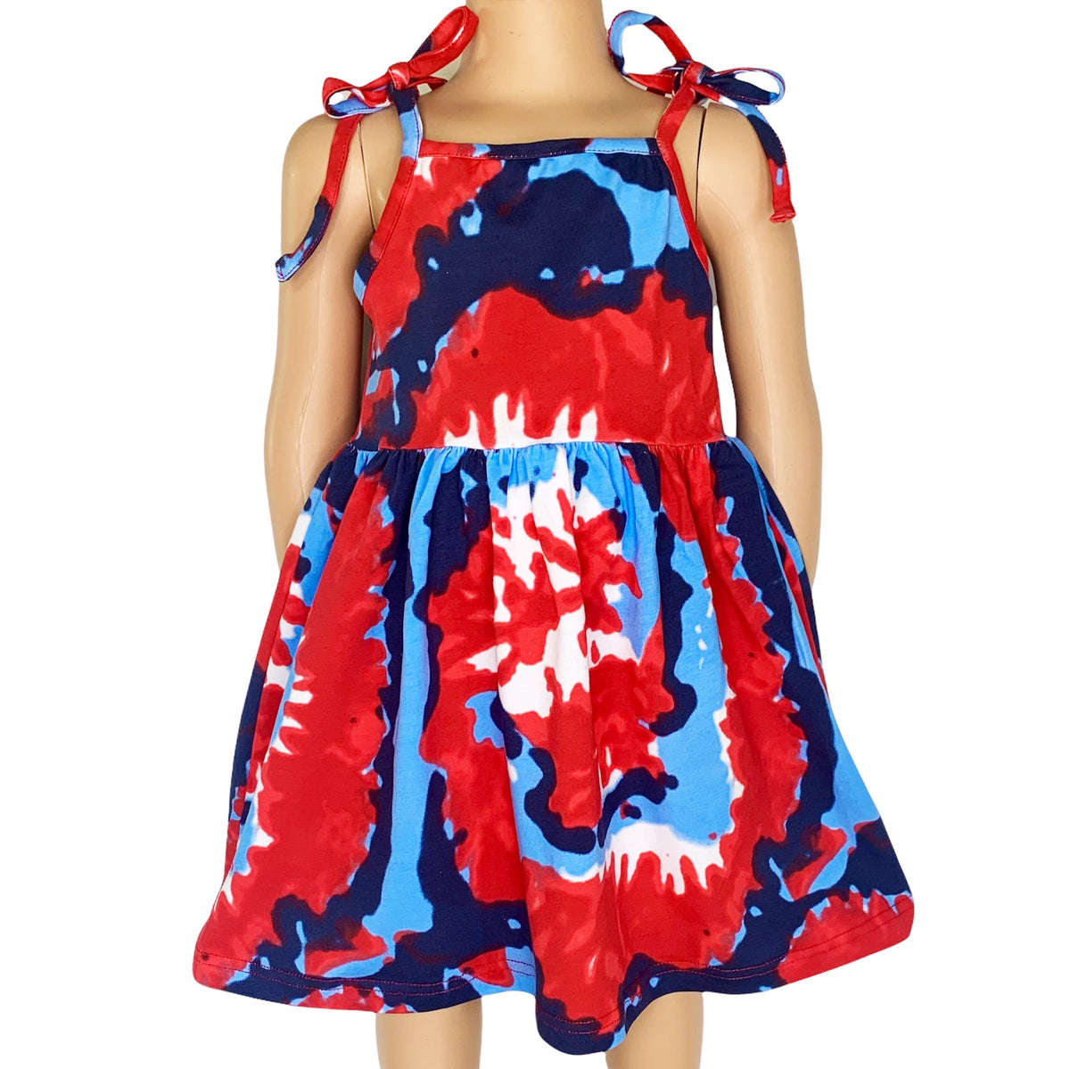 AnnLoren Big Little Girls 4th of July Tie Dye Summer Swing Dress - Horizon Bliss