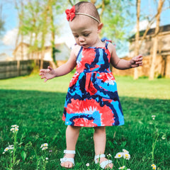 AnnLoren Big Little Girls 4th of July Tie Dye Summer Swing Dress - Horizon Bliss