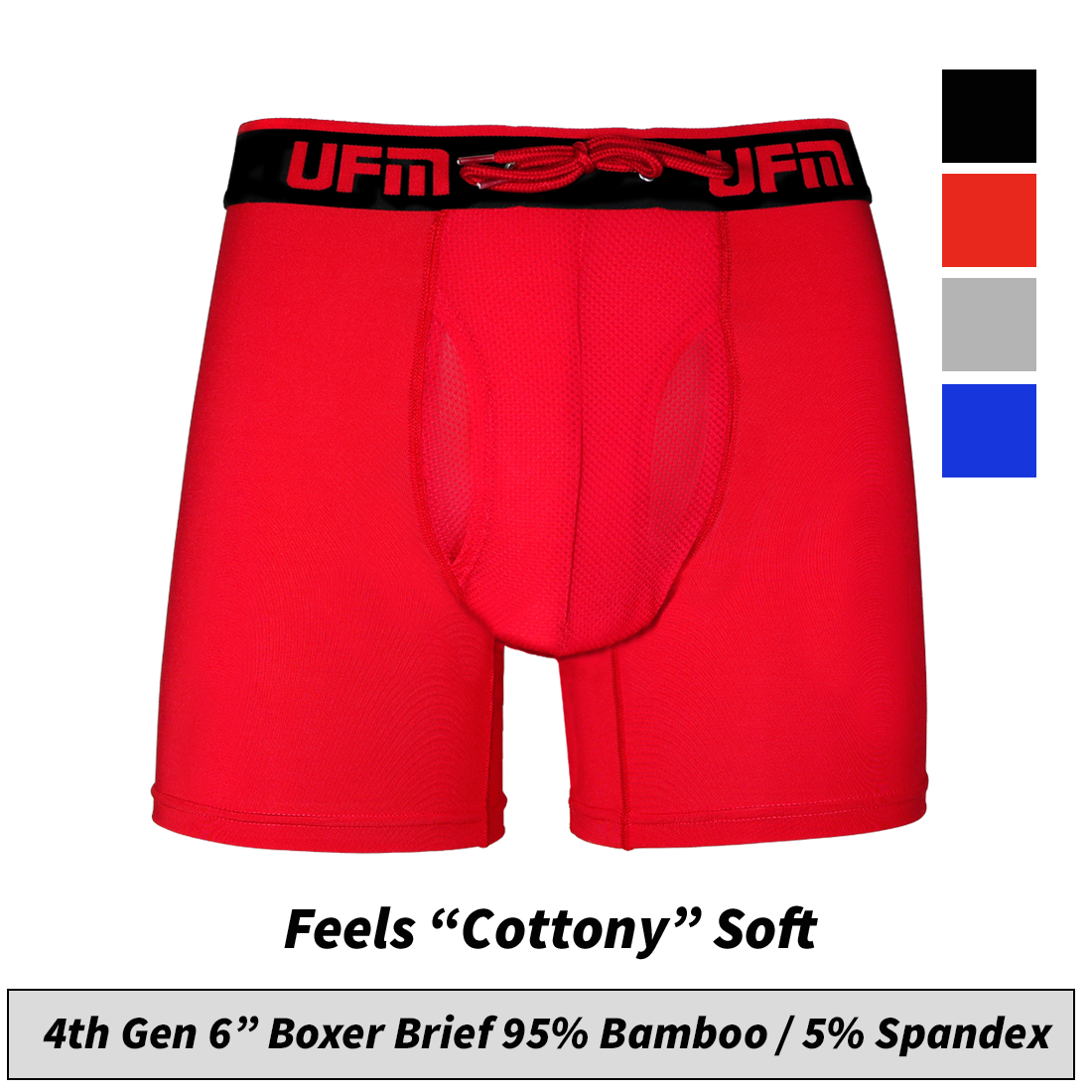 REG Support 6 Inch Boxer Briefs Bamboo Available in Black, Red, Gray, - Horizon Bliss