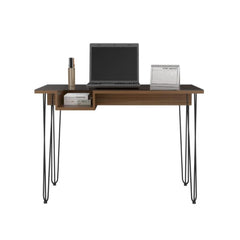 Desk Rolo140, One Shelf, Four Legs, Mahogany Finish - Horizon Bliss