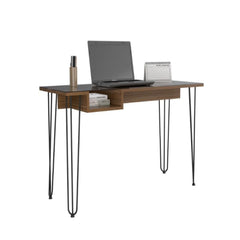 Desk Rolo140, One Shelf, Four Legs, Mahogany Finish - Horizon Bliss