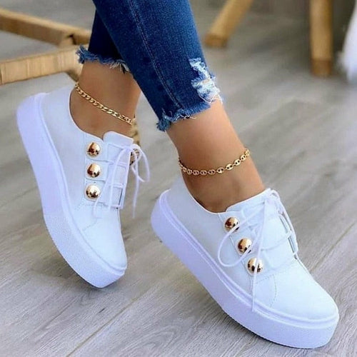 Light Breathable Casual Female Flat Shoes White/Gold/Black/Rose Gold - Horizon Bliss