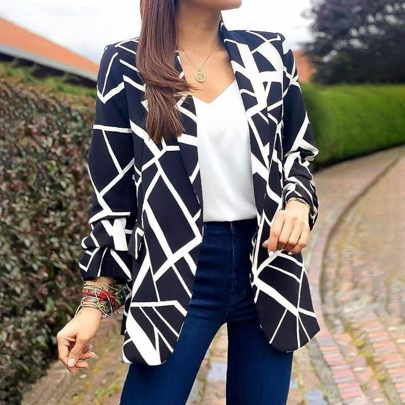 Long Sleeve Women Suit Jacket Turn-down Collar Blazer Coat - Horizon Bliss