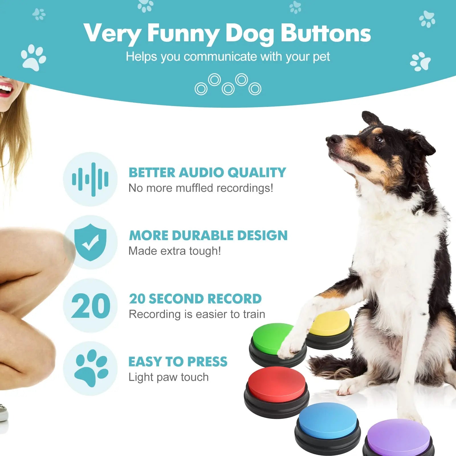 Recordable Voice Communication Buttons Toy for Pets - Horizon Bliss