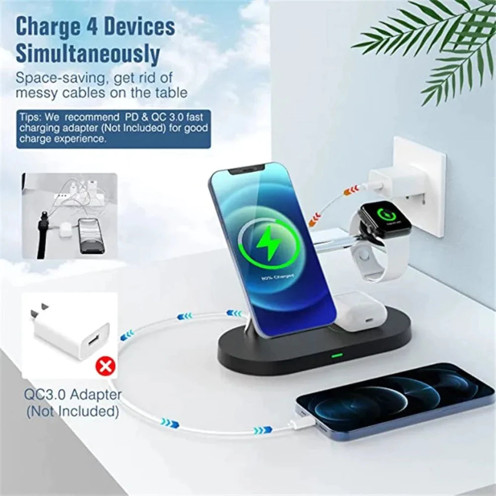 Desktop Magnetic Wireless Charging Station with Built in Lights - Horizon Bliss