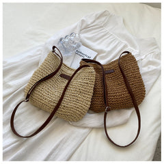 Casual Summer Shoulder Straw Bag - Horizon Bliss