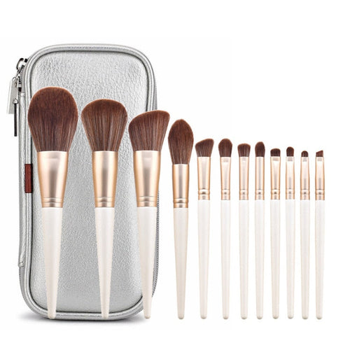 12pcs Poppies Makeup Brushes Set Beginner Foundation Eye Shadow Loose - Horizon Bliss