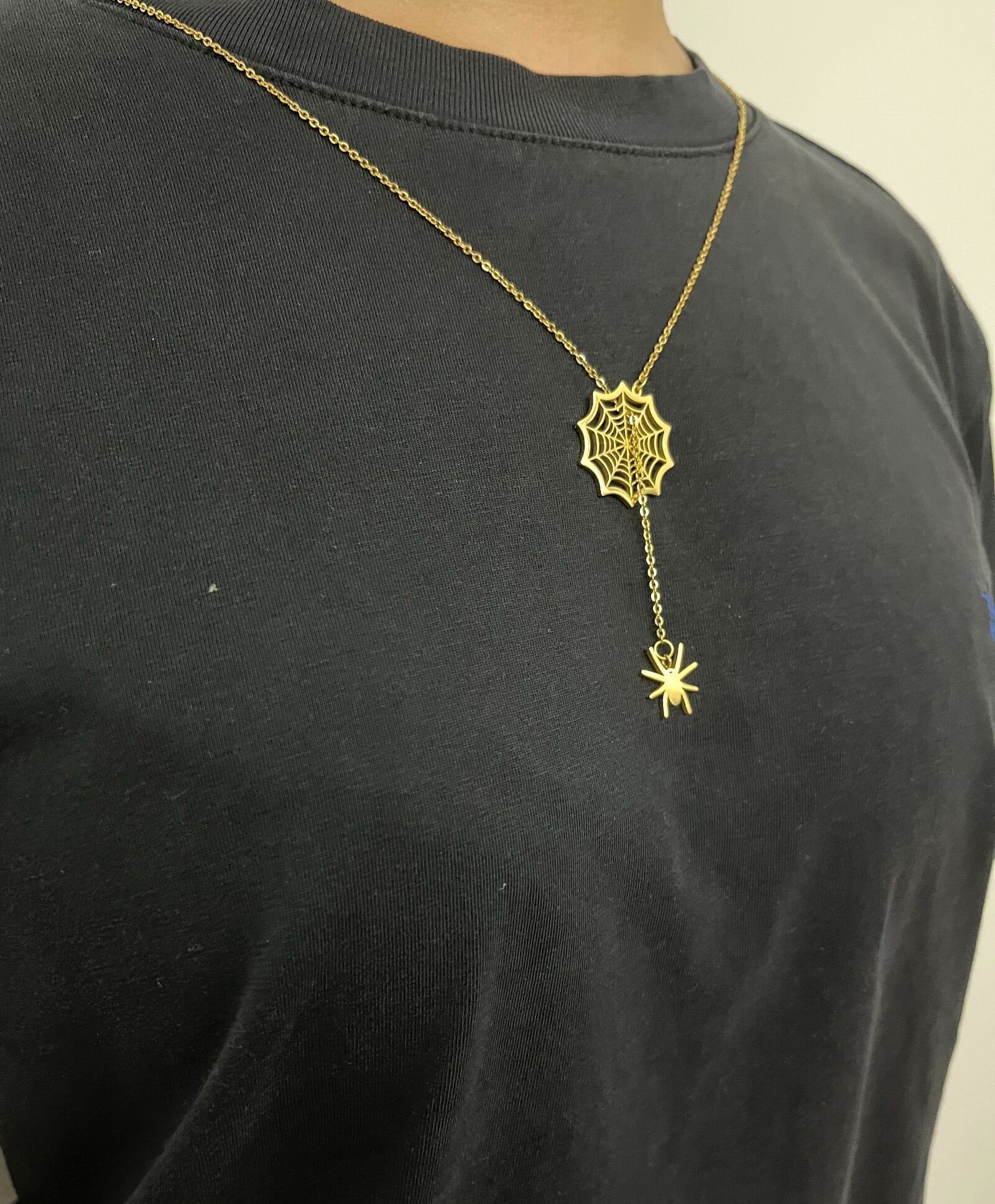 18k Gold Spider Necklace | Spider Charm Pendant | Halloween Necklace - Horizon Bliss