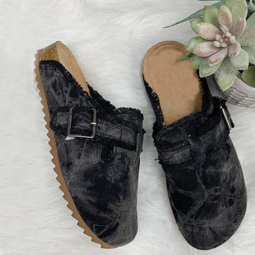 Flat Heel Round Toe Canvas Loafer Women's Vintage Clogs