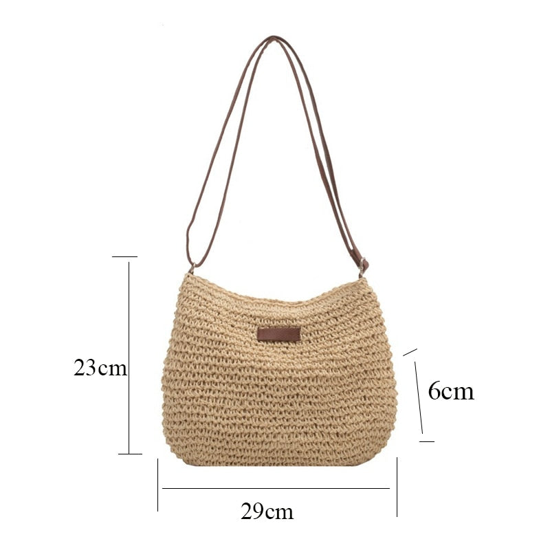 Casual Summer Shoulder Straw Bag - Horizon Bliss