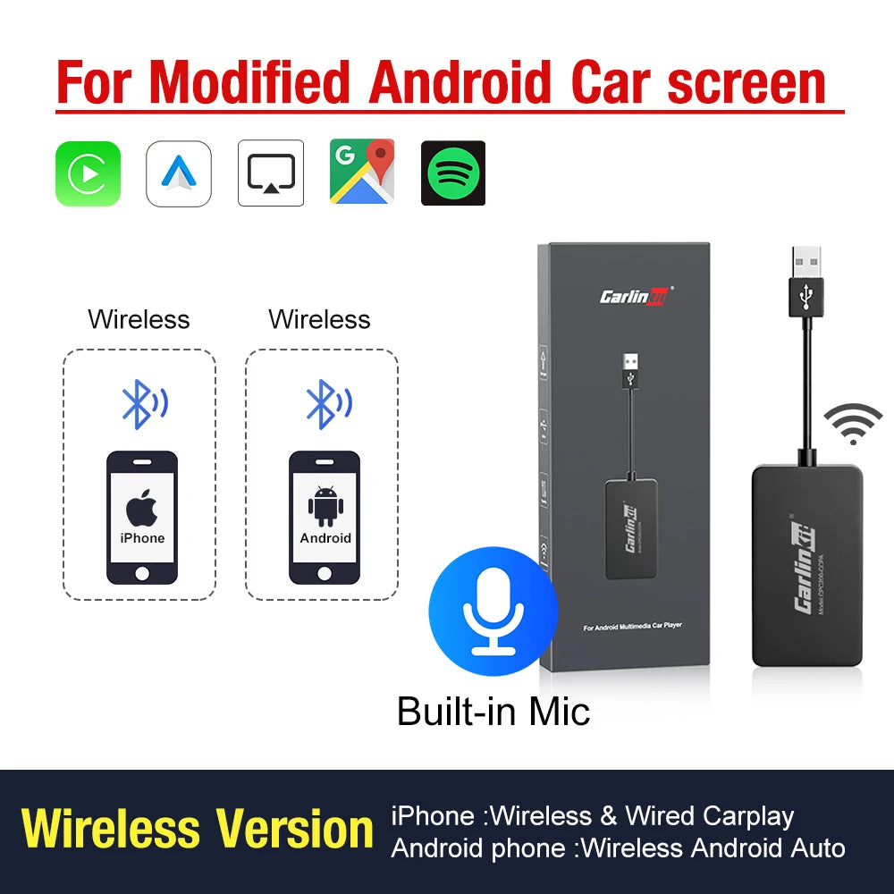 Hot Sale CarlinKit USB Wireless CarPlay Dongle Wired Android Auto AI Box Mirrorlink Car Multimedia Player Bluetooth Auto Connect - Horizon Bliss