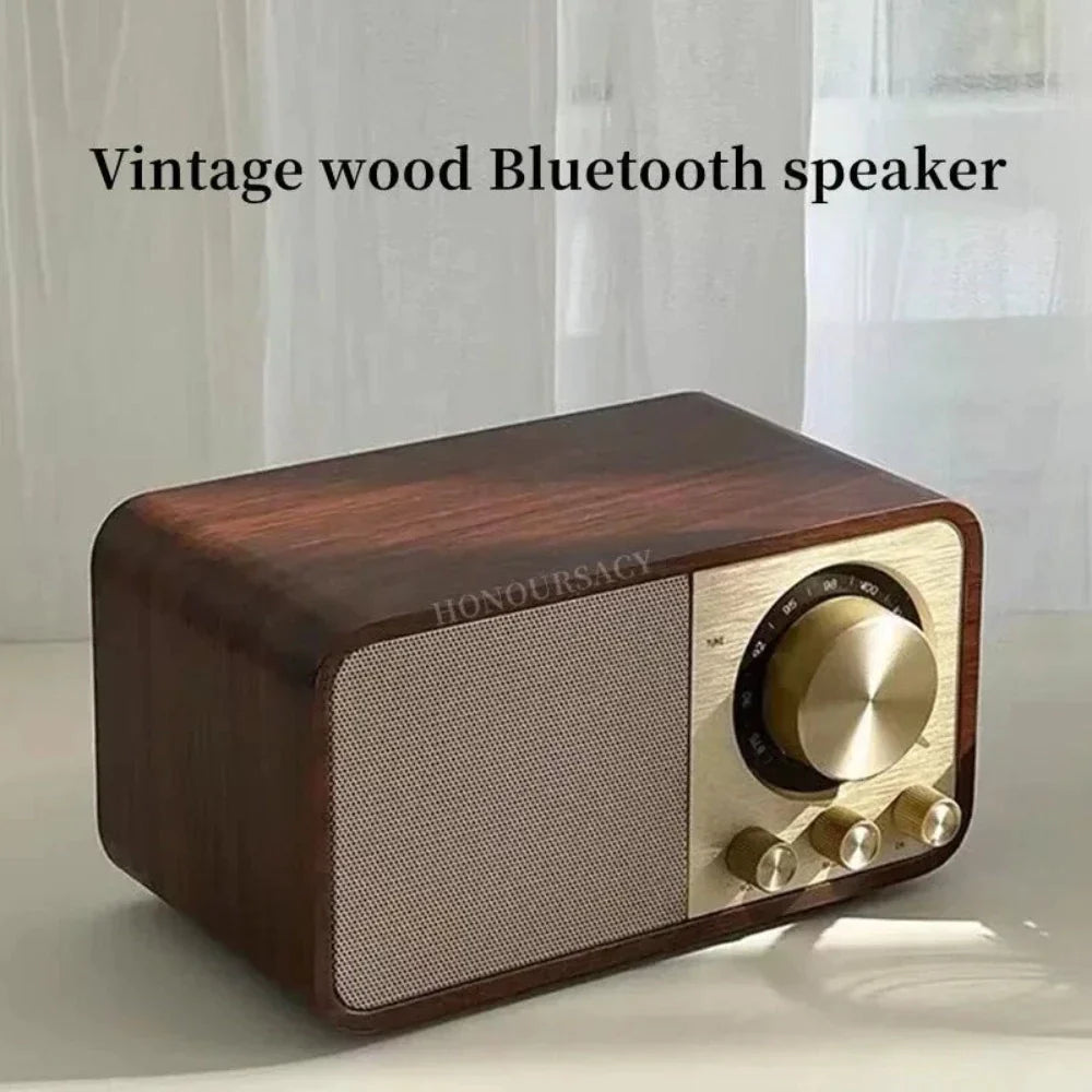 Vintage Classic Wood Theme Bluetooth Speaker with Radio - Horizon Bliss