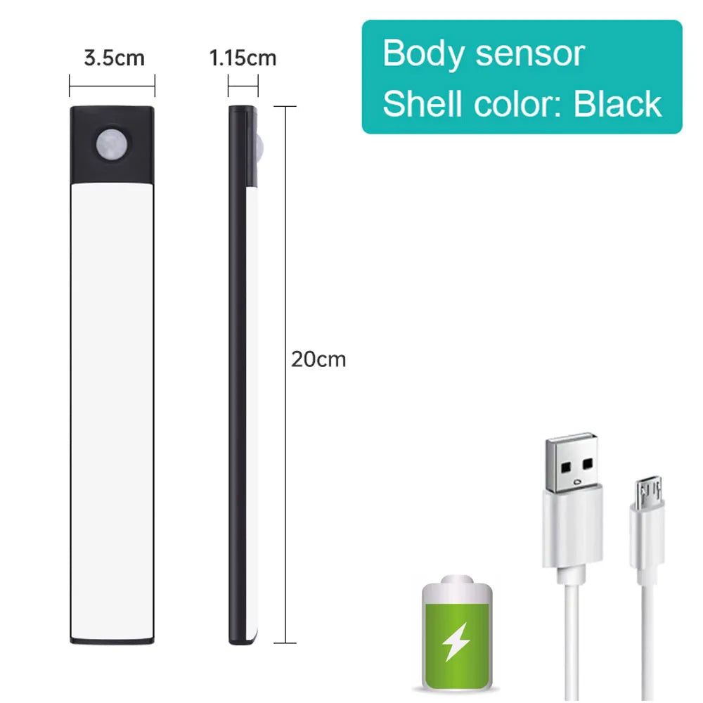 Motion Sensor Night Light (USB Rechargeable) - Stick-On LED Light for Cabinets, Wardrobes & More - Horizon Bliss