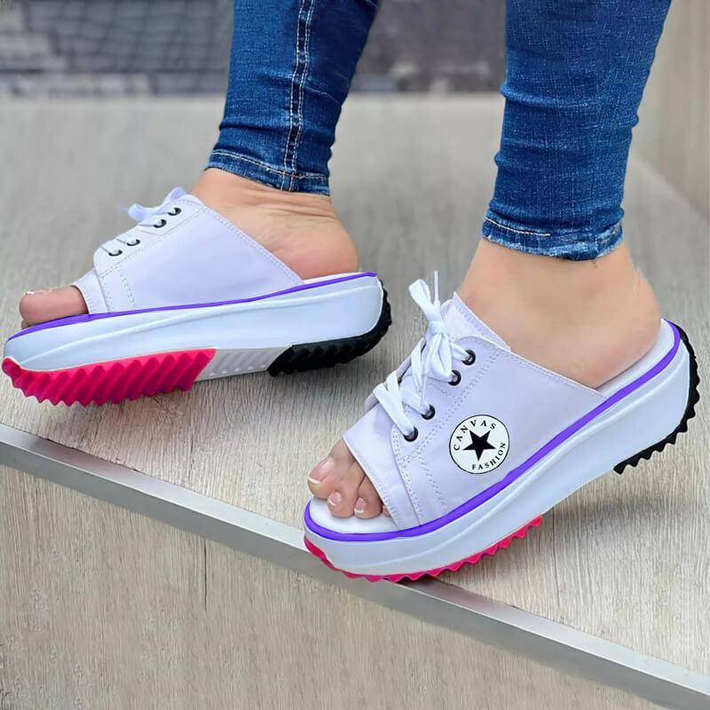 2022 Casual Canvas Thick-soled Lace-up Womens Sandals Slippers - Horizon Bliss