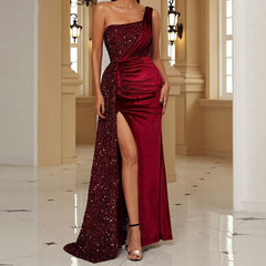 High End Fish Tail Banquet Temperament  Single Shoulder Dress - Horizon Bliss