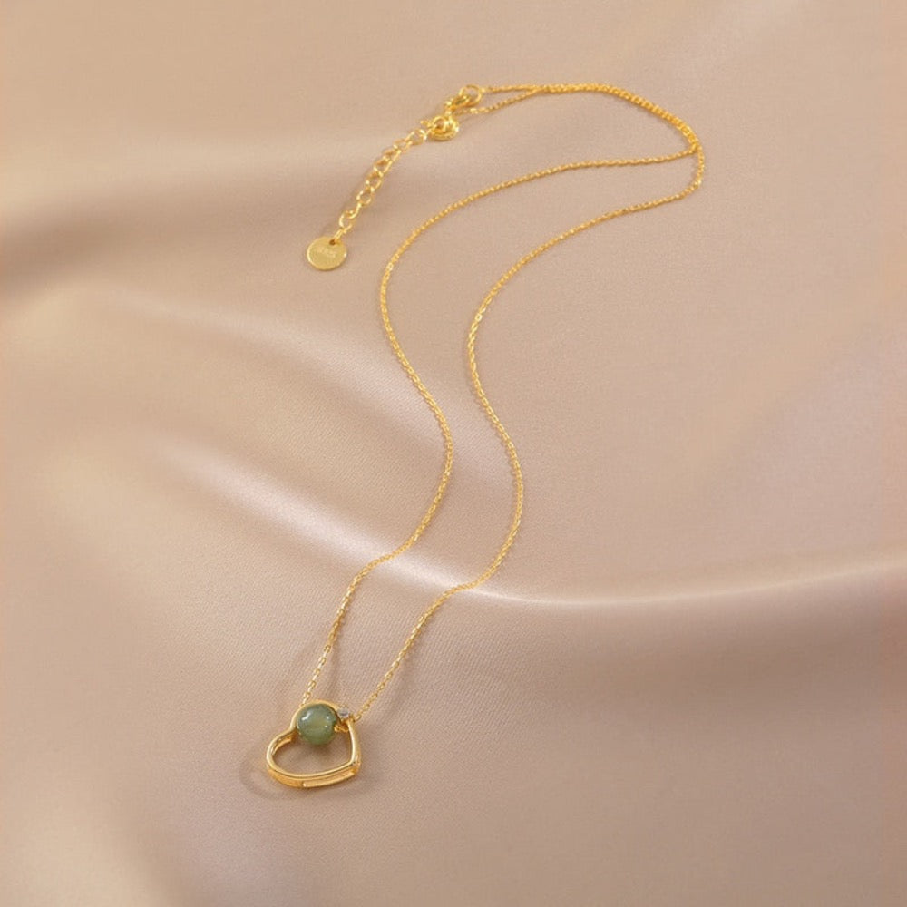 Golden heart theme jade necklace - Horizon Bliss