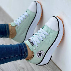 Flat Lace-Up Sneakers Pattern Canvas Shoes Casual  Sport Shoes - Horizon Bliss