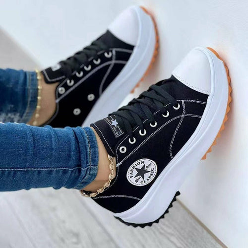 Flat Lace-Up Sneakers Pattern Canvas Shoes Casual  Sport Shoes - Horizon Bliss