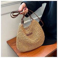 Casual Summer Shoulder Straw Bag - Horizon Bliss