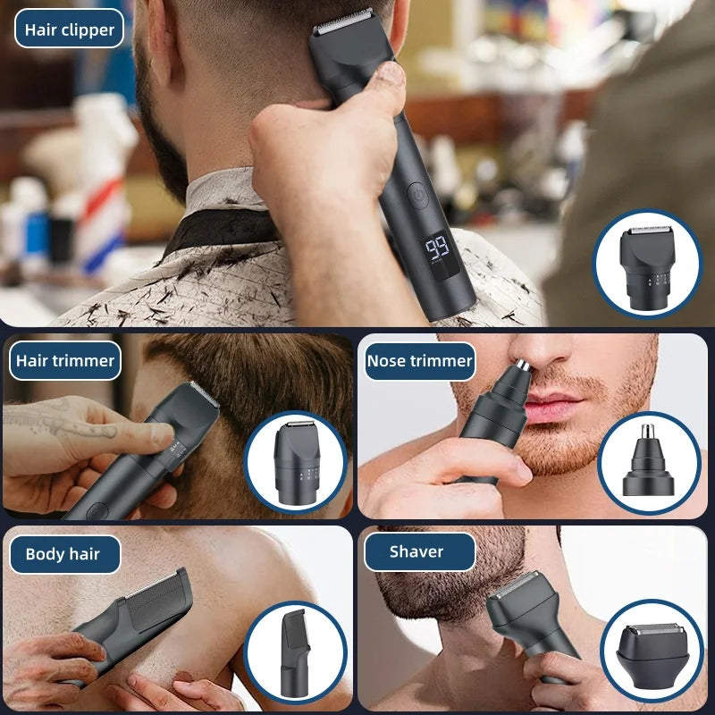 Men's 5-in-1 Multifunctional Grooming Set IPX6 Waterproof Hair Clipper