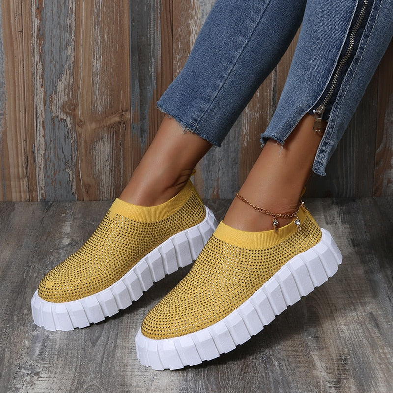 2022 Bling Bling Female Mesh Platform Vulcanized Shoes - Horizon Bliss