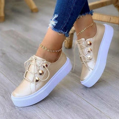 Light Breathable Casual Female Flat Shoes White/Gold/Black/Rose Gold - Horizon Bliss