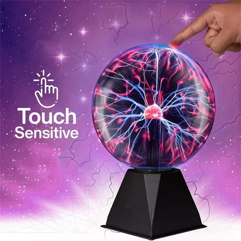 8 Inch Sound Control Magic Plasma Ball Lamp LED Night Light Atmosphere Touch Glass Plasma Light Christmas Party Decor Lighting - Horizon Bliss