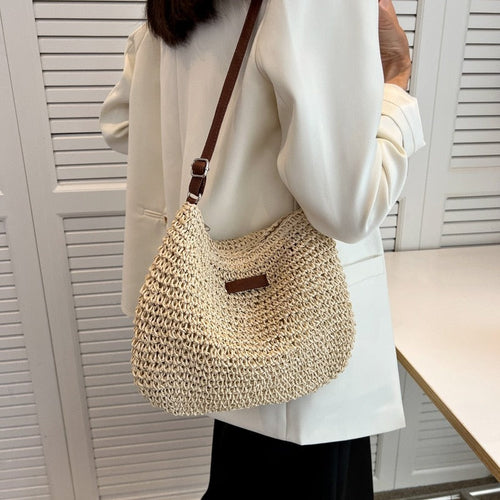 Casual Summer Shoulder Straw Bag - Horizon Bliss