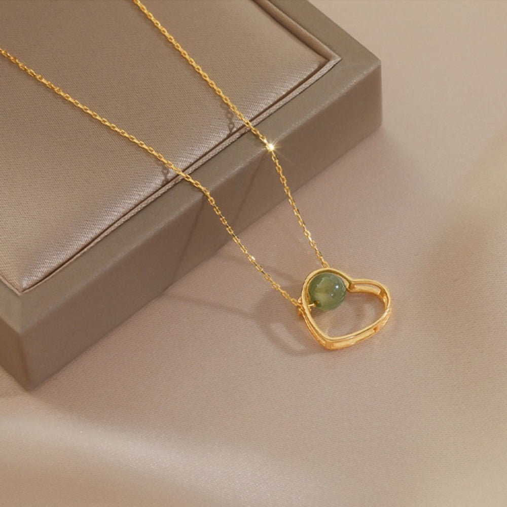 Golden heart theme jade necklace - Horizon Bliss