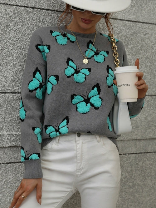 Cartoon Butterflies Knitted Sweaters and Pullovers - Horizon Bliss