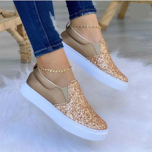 Moccasins Crystal Flat Female Loafers Shoes Gold/Black/Rose Gold - Horizon Bliss