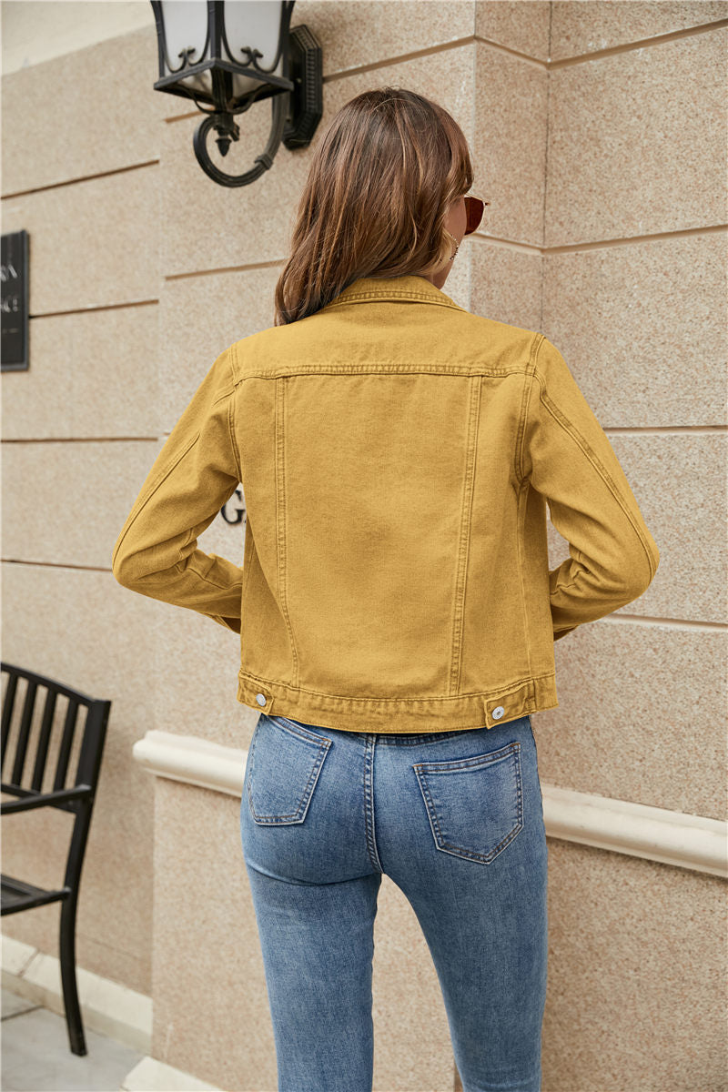 Women's Denim Jackets Fashion Female Casual Long Sleeve Lapel Solid - Horizon Bliss