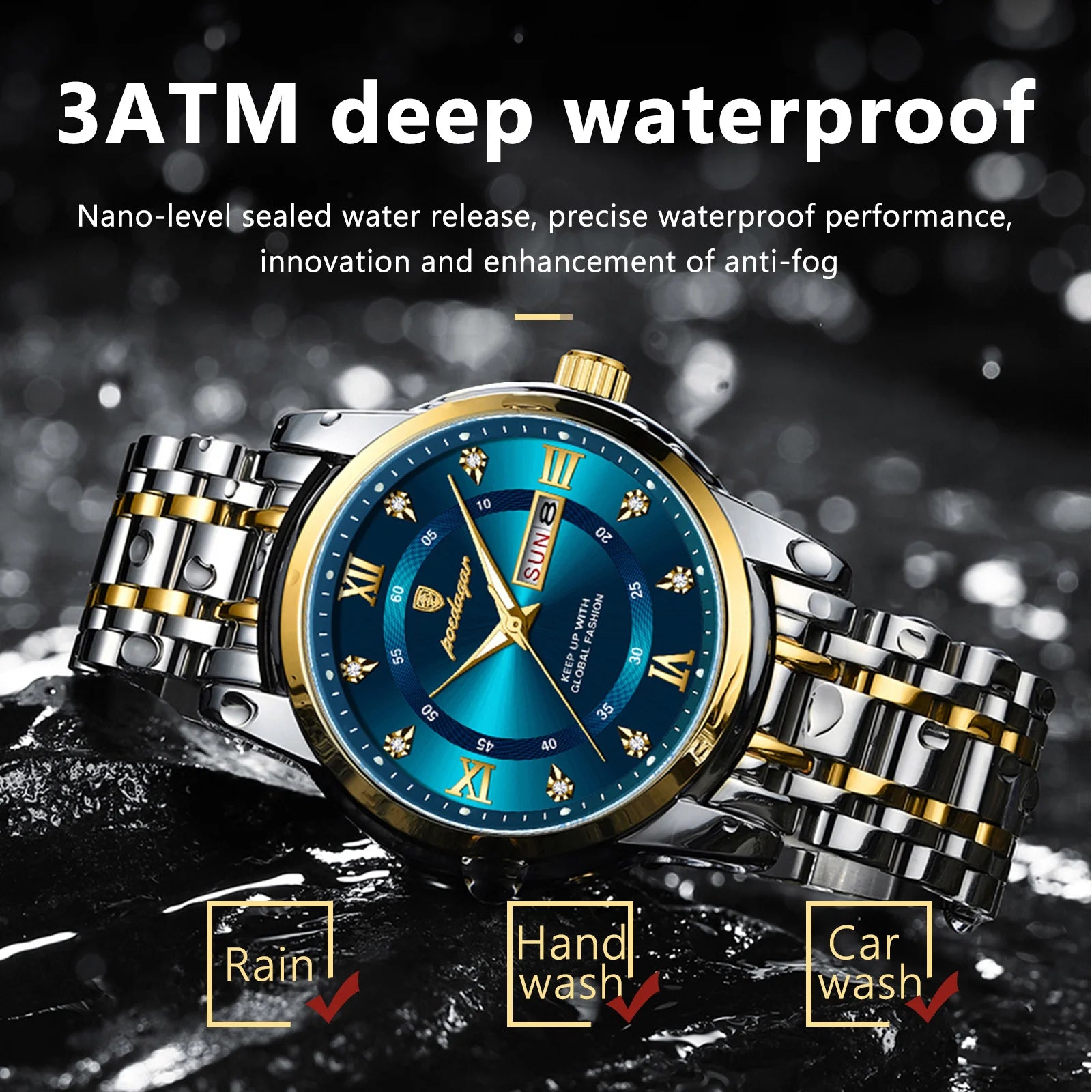 POEDAGAR Luxury Watch for Man Elegant Date Week Waterproof Luminous - Horizon Bliss