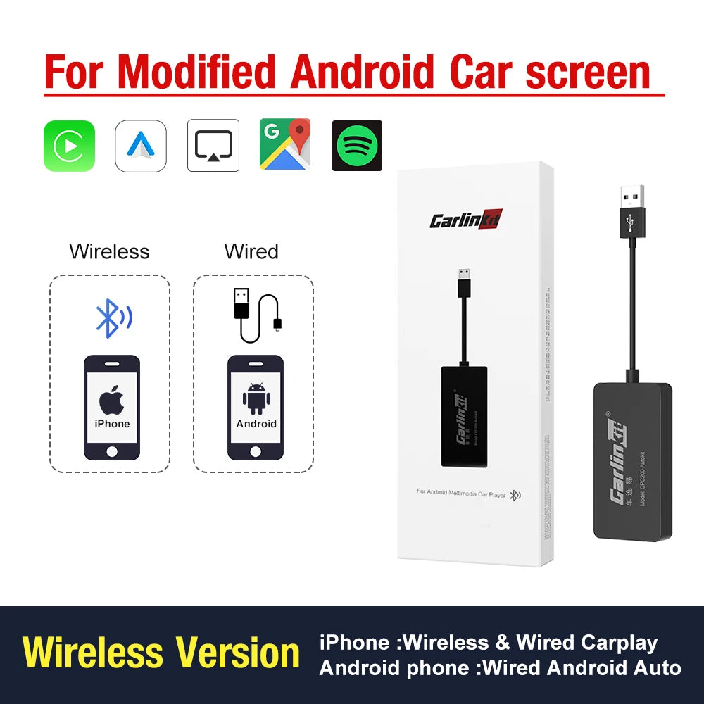 Hot Sale CarlinKit USB Wireless CarPlay Dongle Wired Android Auto AI Box Mirrorlink Car Multimedia Player Bluetooth Auto Connect - Horizon Bliss