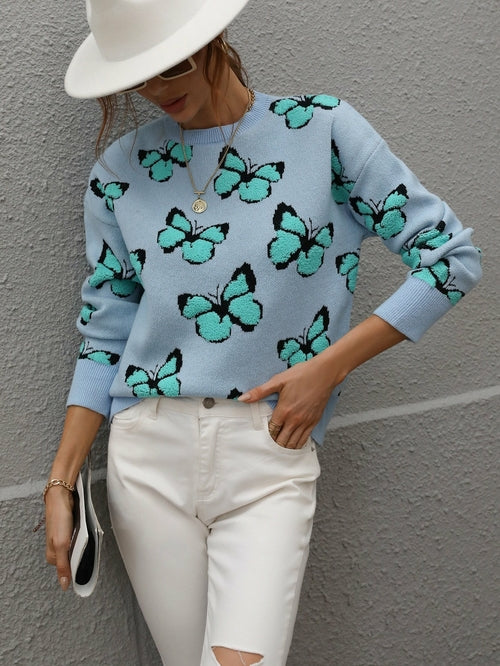 Cartoon Butterflies Knitted Sweaters and Pullovers - Horizon Bliss