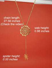 18k Gold Spider Necklace | Spider Charm Pendant | Halloween Necklace - Horizon Bliss