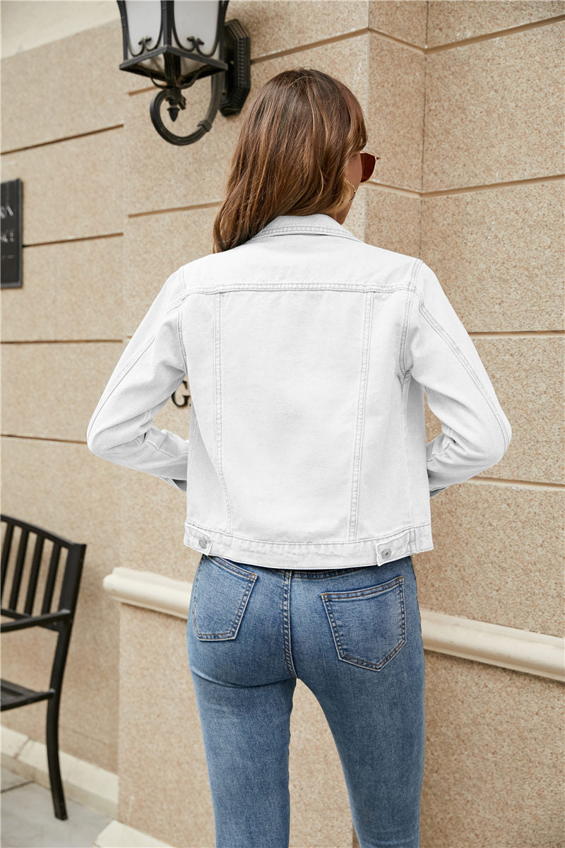 Women's Denim Jackets Fashion Female Casual Long Sleeve Lapel Solid - Horizon Bliss