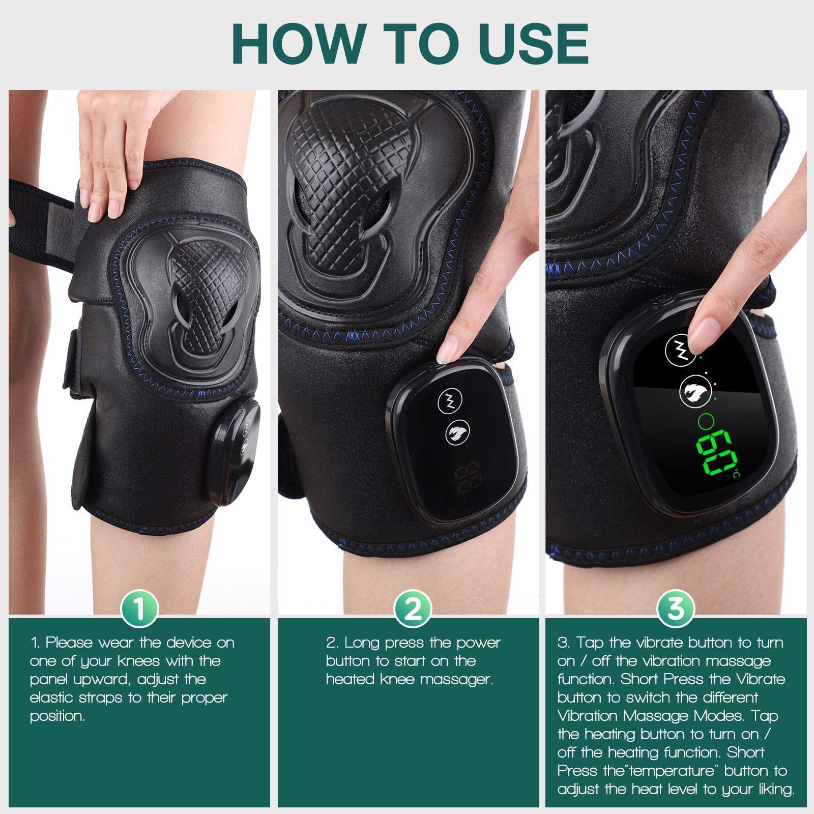 Electric Heat Knee Massager Pain Knee Joint Brace Support