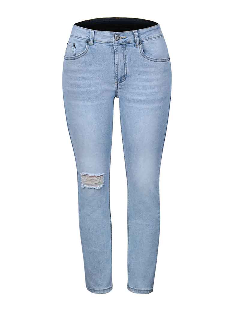 Blue Hight Waist Casual Ripped Stretchy Skinny Pant Jeans - Horizon Bliss