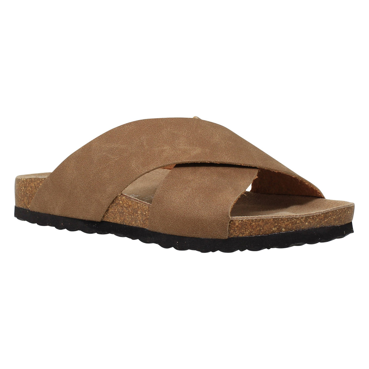 SOBEYO Classic Cork Sandals Criss-Cross Strap Slip On Tan - Horizon Bliss