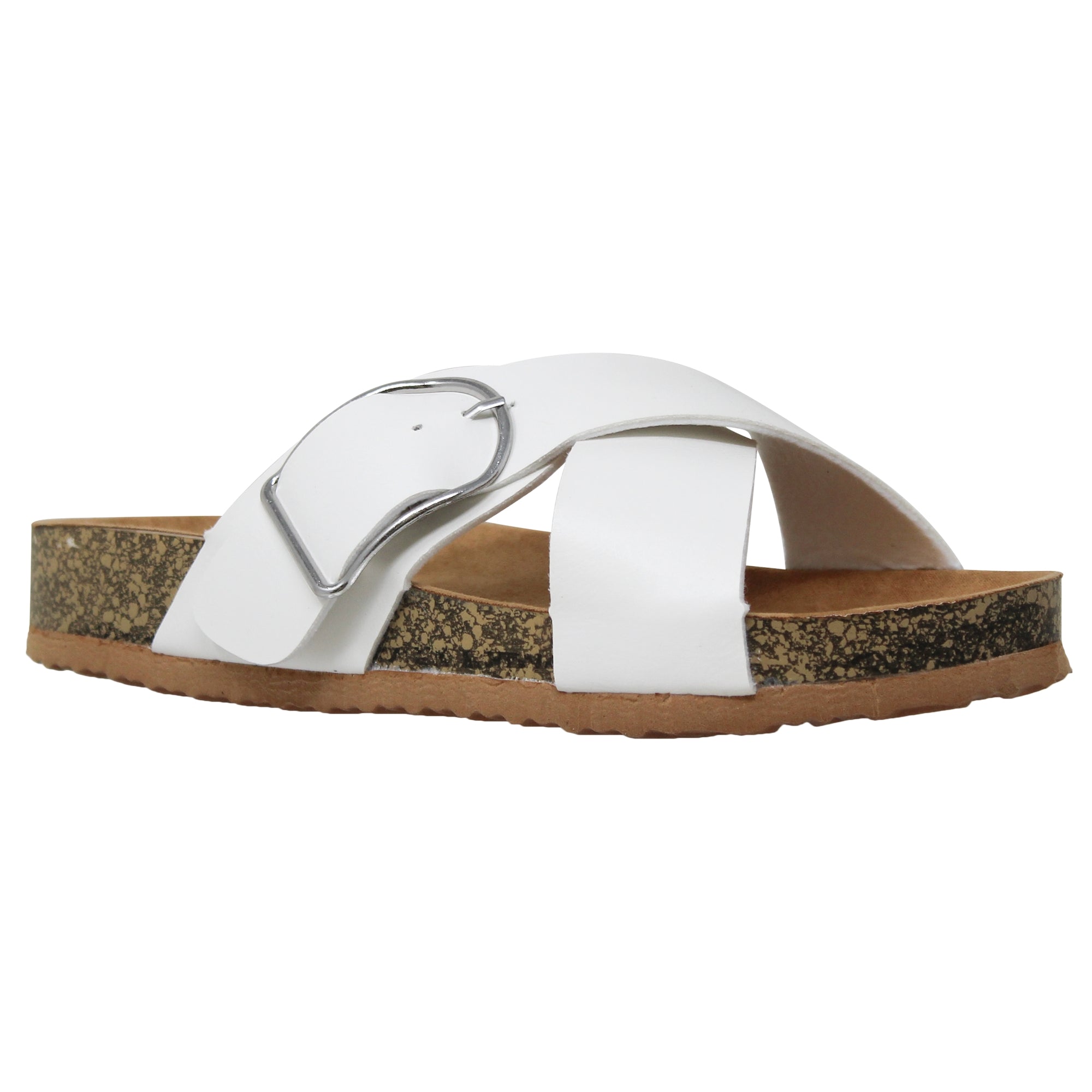 Classic Comfort Sandals Criss-Cross Strap Buckle Slip On Flatform - Horizon Bliss