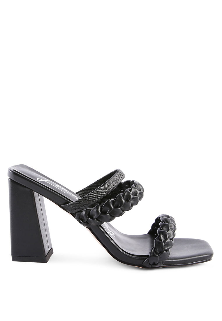 Arnie Braided Straps Block Heeled Sandals - Horizon Bliss