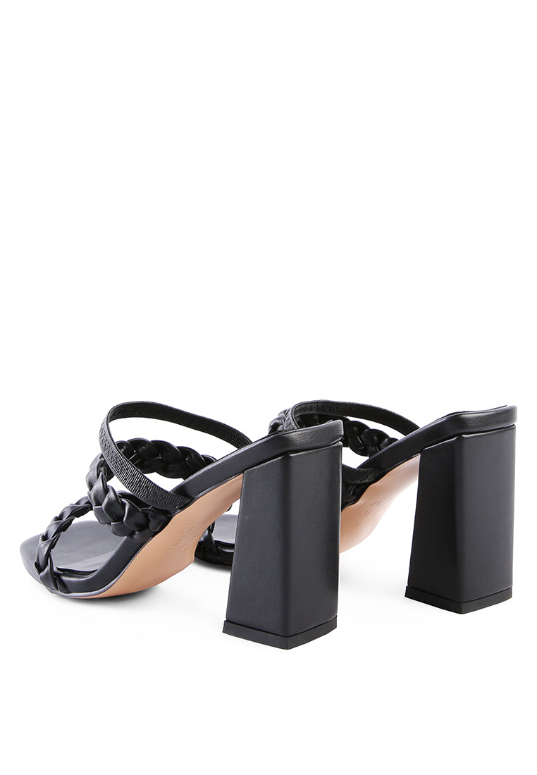 Arnie Braided Straps Block Heeled Sandals - Horizon Bliss