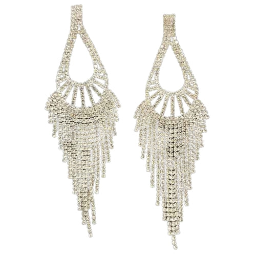 RHINESTONE TEARDROP FRINGE EARRINGS - Horizon Bliss