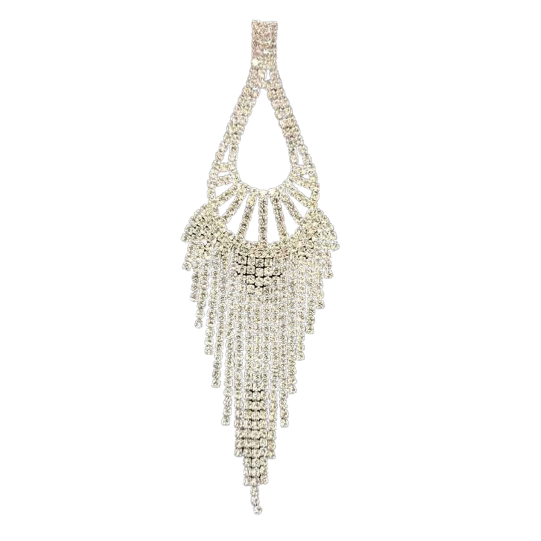 RHINESTONE TEARDROP FRINGE EARRINGS - Horizon Bliss