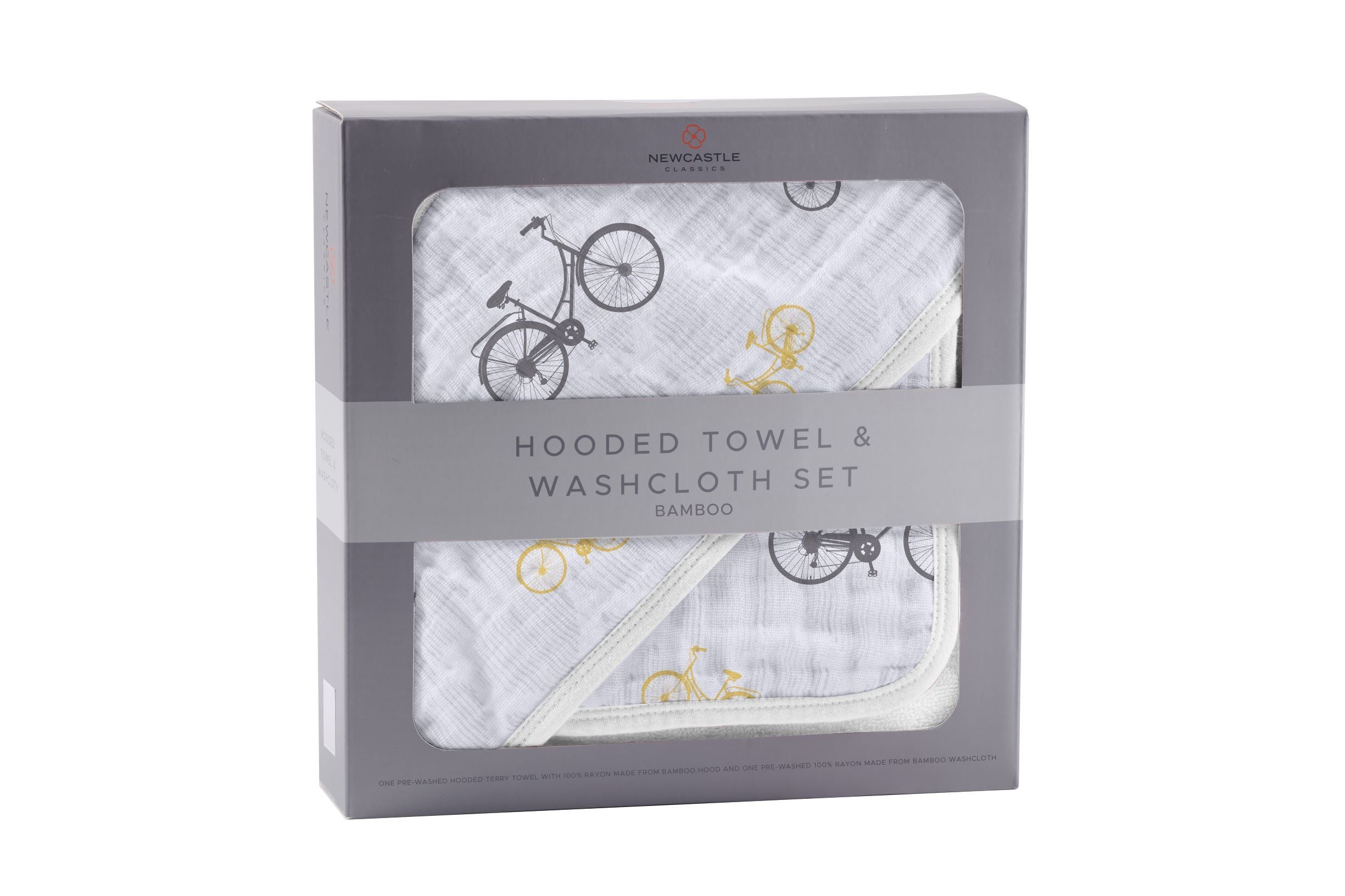 Vintage Bicycle Bamboo Muslin Hooded Towel and Washcloth Set - Horizon Bliss